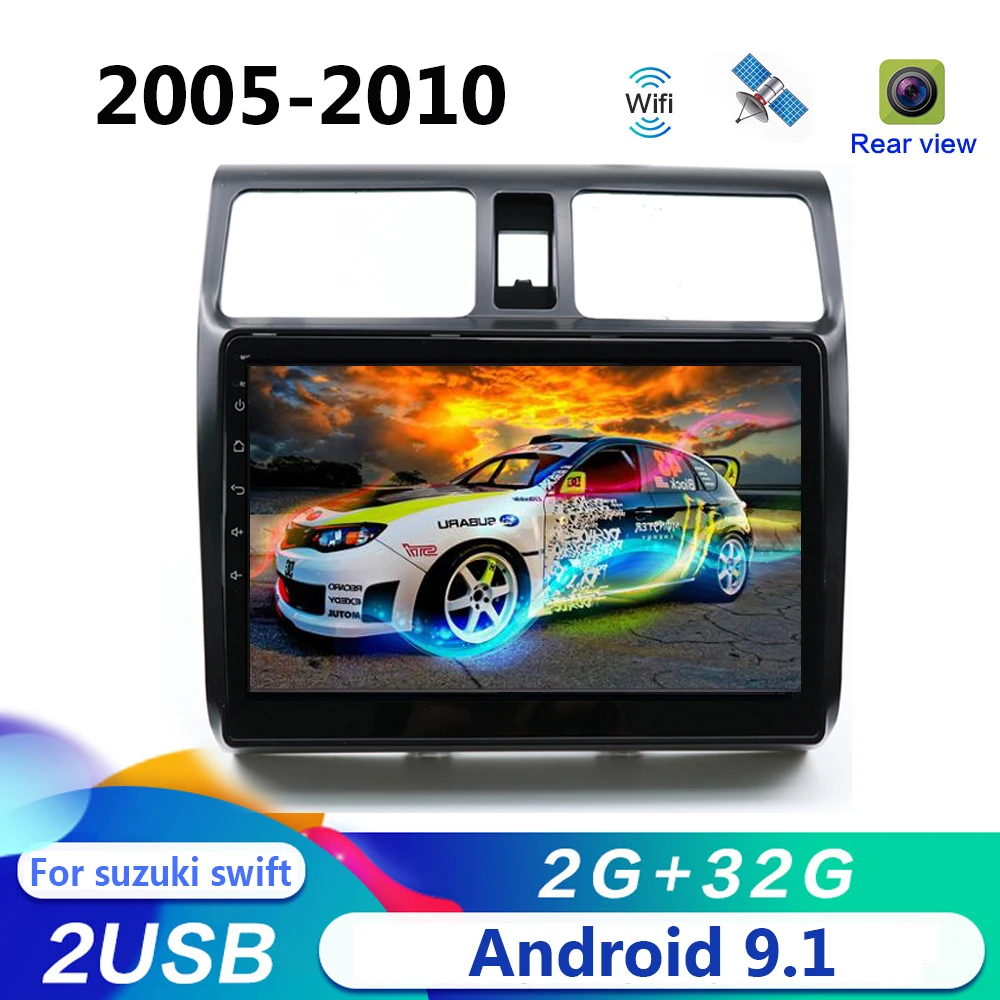 

10.1" Android 9.1 2 din Car Stereo GPS DVD MP5 Navigation Radio Multimedia Player For 2005 2006 2007 2008 2009 2010 Suzuki Swift