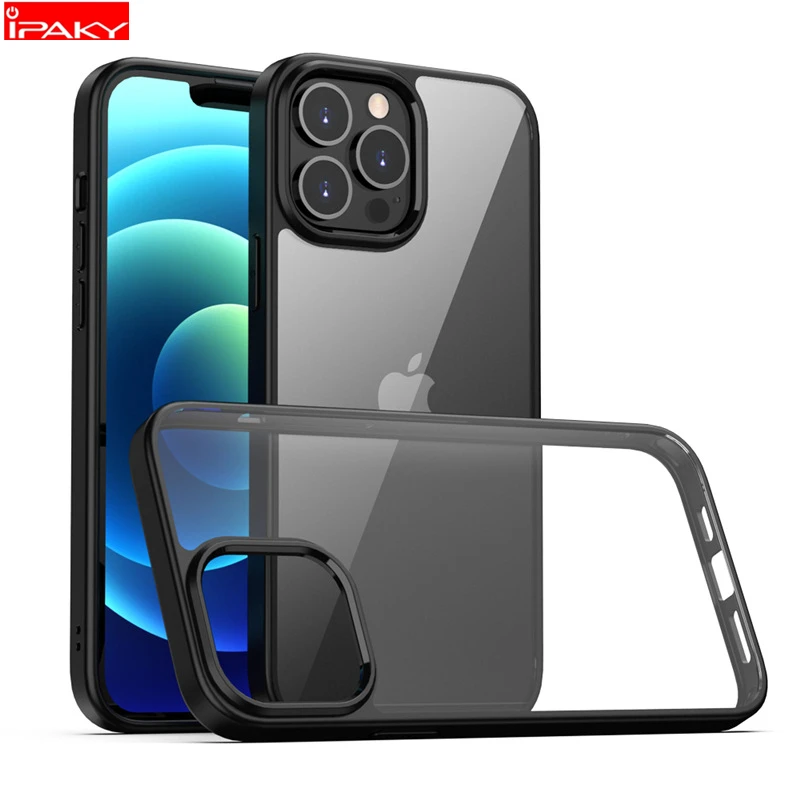 IPAKY for iPhone 13 Case 11 12 Pro Mini Simple Transparent Shockproof TPU PC Hybrid Cover Max | Мобильные телефоны и