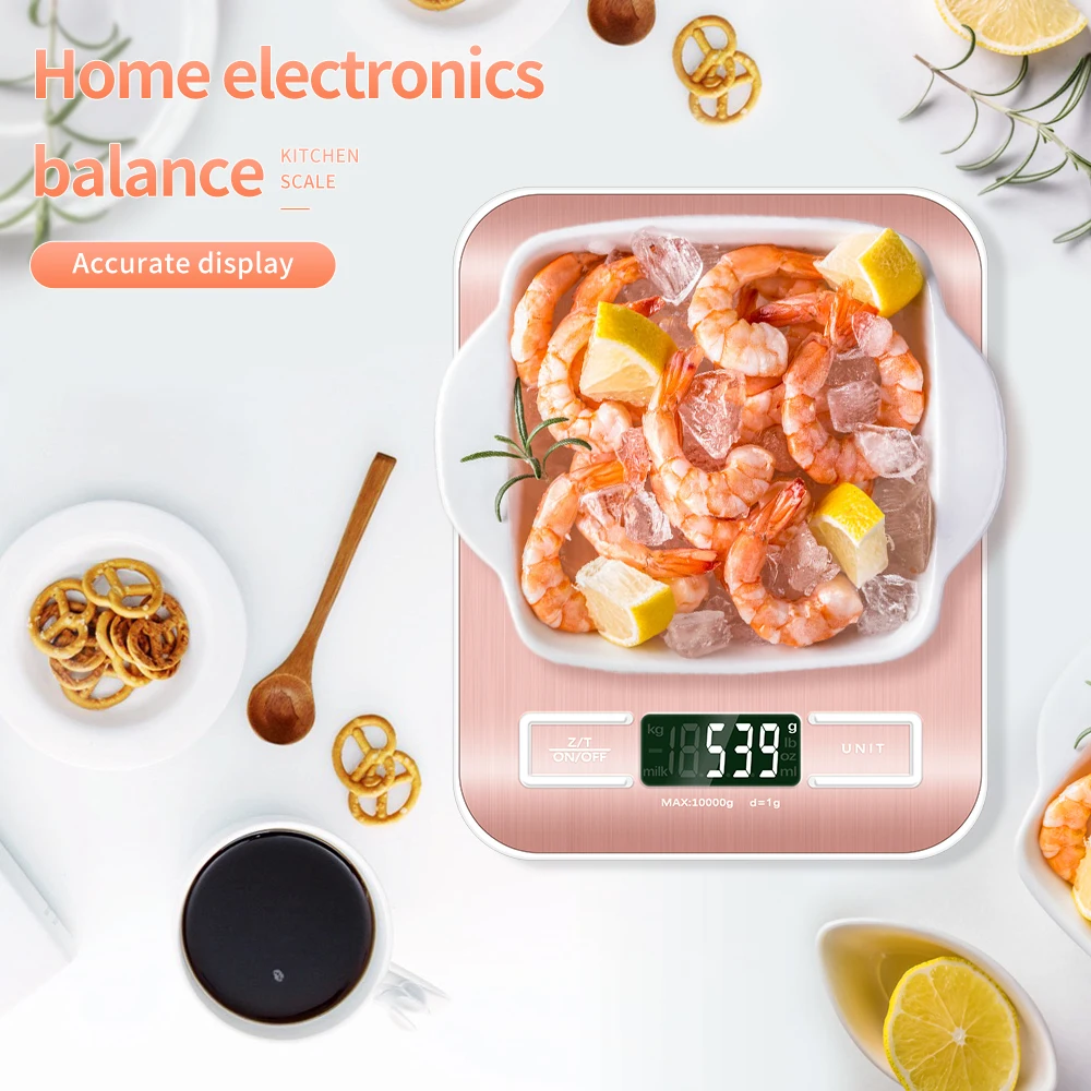 Kitchen Scale Weighing Scale 10Kg 1g Stainless Steel LCD Electronic Scales Precise Food Diet Cooking Balance Measuring 40%Off