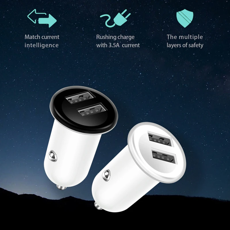 Автомобильное зарядное устройство CinkeyPro с двумя портами USB для iPhone Samsung 5V/3.1A