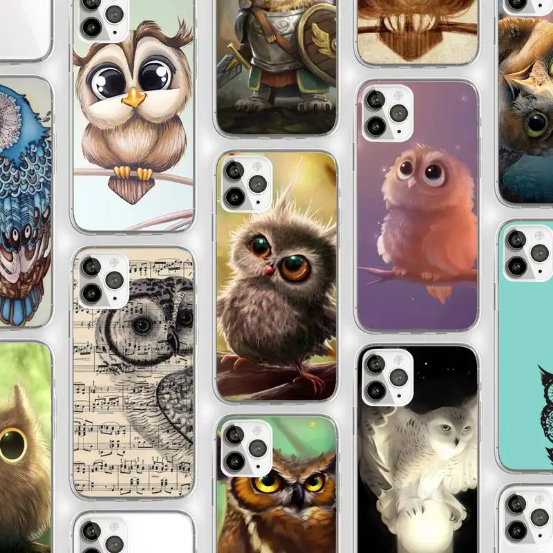 

Cute Owl Hearts Lover Phone Case Transparent for iPhone Samsung 11 12 6 7 8 9 30 Pro X Max XR Plus lite