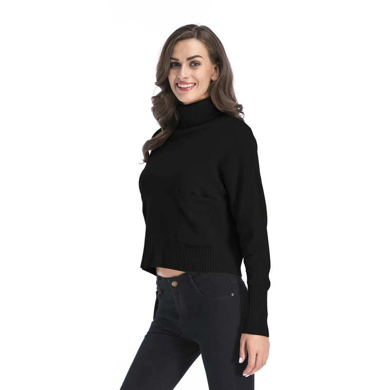 Женская модная водолазка свитер 2019 зима обычная высокая на выход вязанные топы с