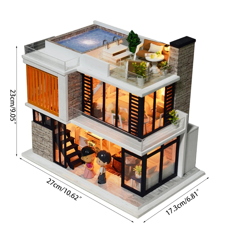 

Miniature Luminous Handicraft Kit With Music Mini Room,DIY Mini House With Furniture And Accessories, Children's Educational Toy