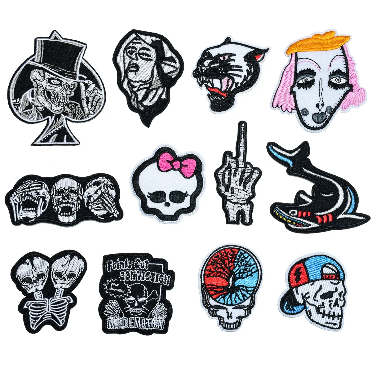 

DIY Embroidery Cloth Stickers Skull and Crossbones Clothing Accessories Cloth Badges Punk Iron on Transfer Patch for Clothing