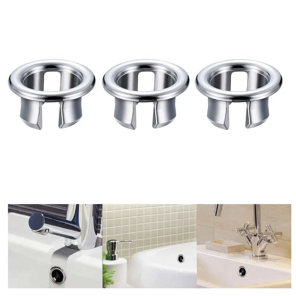 

3PCS Round Overflow Drain Caps Cover Bath Sink Holes High QualitySink Basin Trim Replacement For Kitchen Bathroom Wash Basin