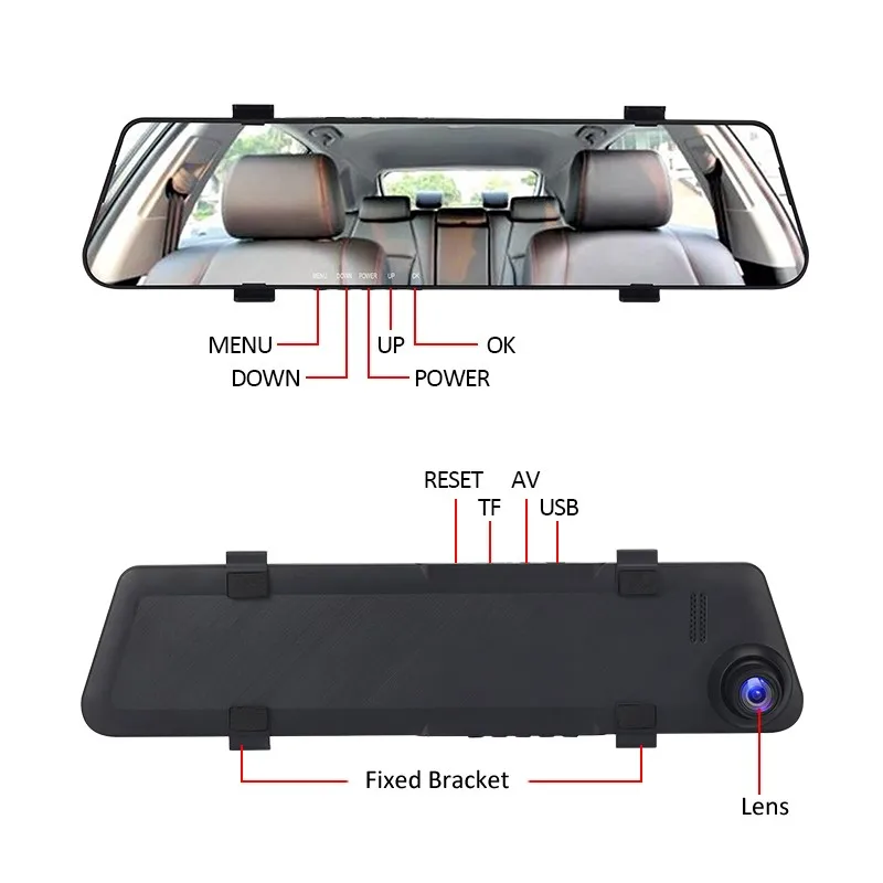 Автомобильный видеорегистратор 4 3 дюйма 1080P на зеркало заднего вида водительский
