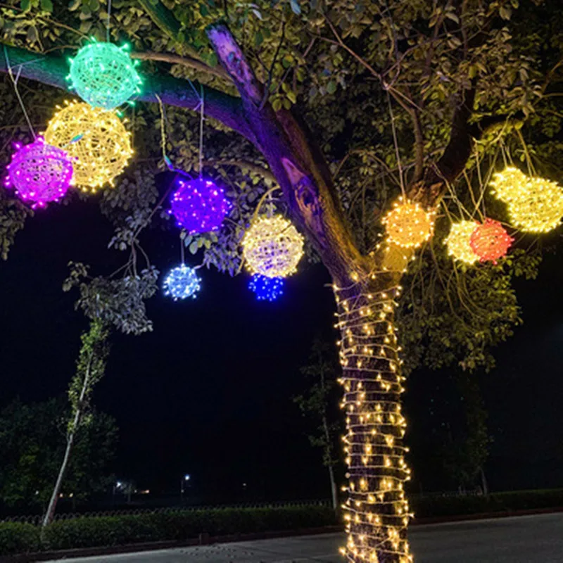 

Thrisdar Christmas Rattan Ball Garland Fairy Lights Dia 20CM 30CM Big Globe Ball LED String Light For Wedding Xmas Tree Patio