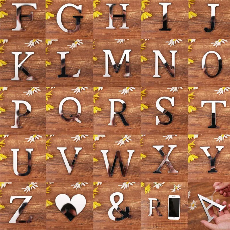 Зеркальные акриловые настенные наклейки 3D 26 Английских Букв|Наклейки на стену| |