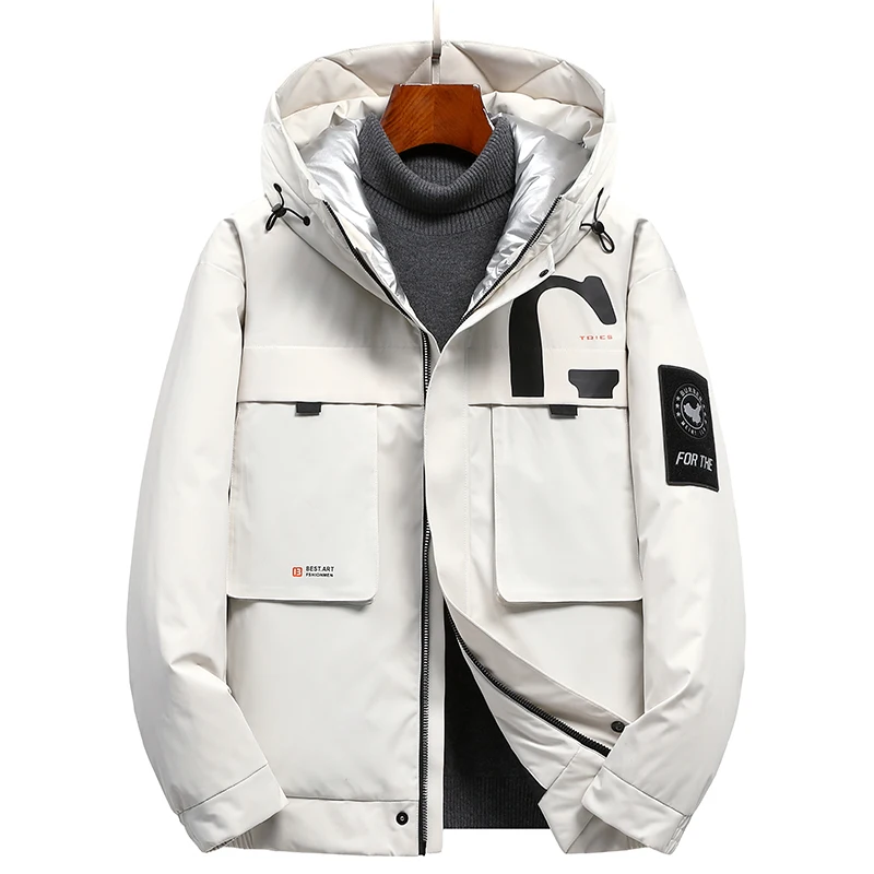 Top Winter New Men's Solid Color Parkas 90% White Duck Down Jackets Male Casual Warm Thick Snow Hooded Down Coat Outwear Puffer