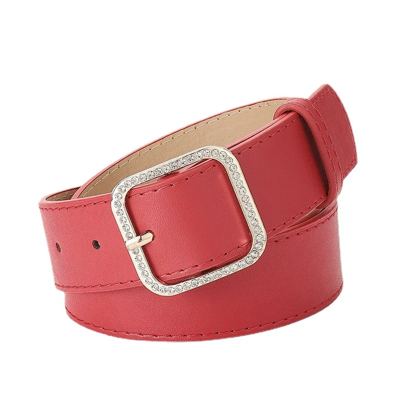 

Women's PU Belt Alloy Pin Buckle Waistband For Jeans Trend Female Girdle Corset New Designer Rhinestone Inlay Belts For Ladies