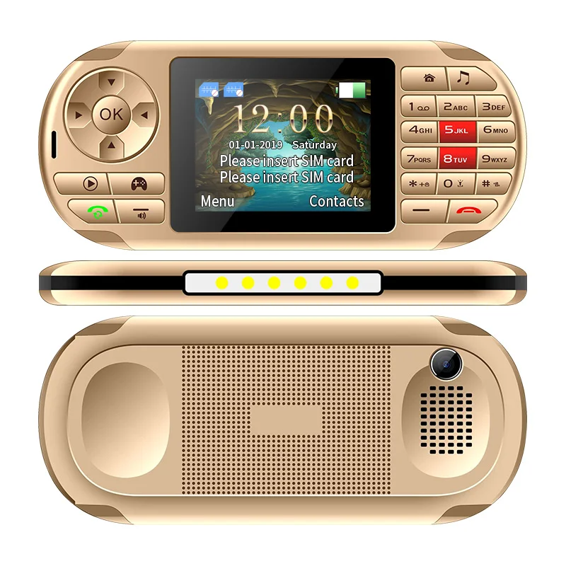Gold UNIWA GP001 2 в 1 игровой мобильный телефон 2," 84 Встроенные игры GSM 2G мобильный телефон две sim-карты двойной режим ожидания FM MP3 клавиатура 2500 мАч - Цвет: Gold