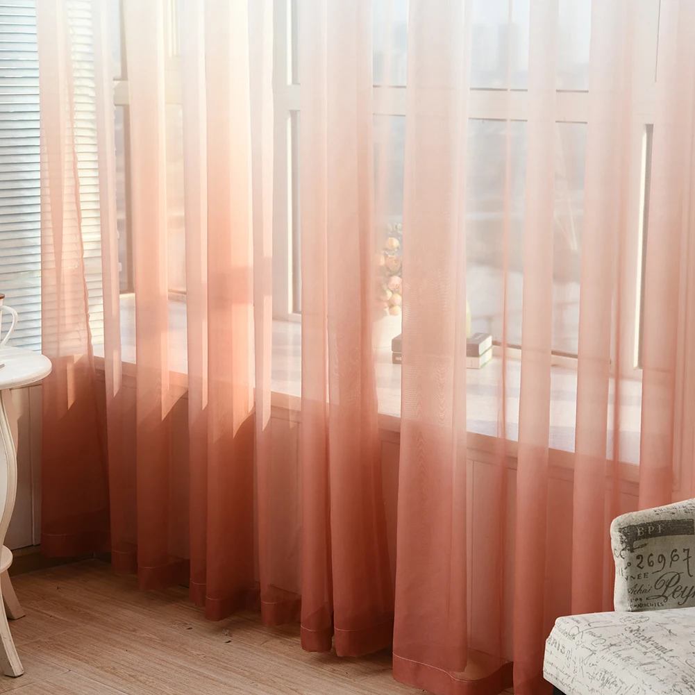 Цвет градиент окно марли Красота остекленной двери занавески 5 цветов вышивка