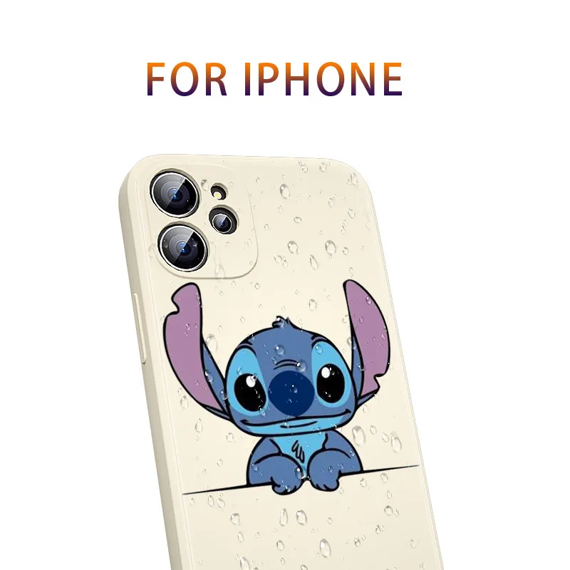 Lilo Stitch Cartoon Liquid Silicone Soft Cover For Apple IPhone 13 12 Mini 11 Pro XS MAX XR X 8 7 6 SE Plus Phone Case