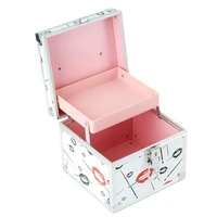 makeup train case portable cosmetic box jewelry organizer with mirror trays with handle makeup storage box