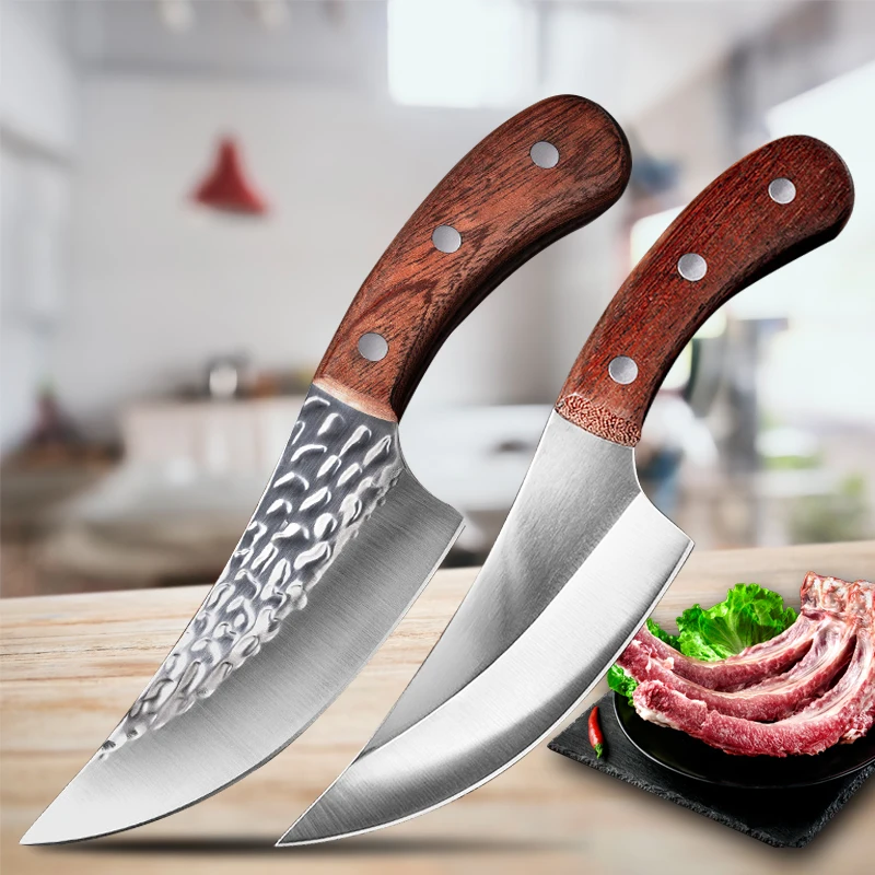 

5 Inch Chef's Knife Hand Forged Outdoor Hunting Knife Stainless Steel Kitchen Knife Meat Cleaver Boning Butcher Knife