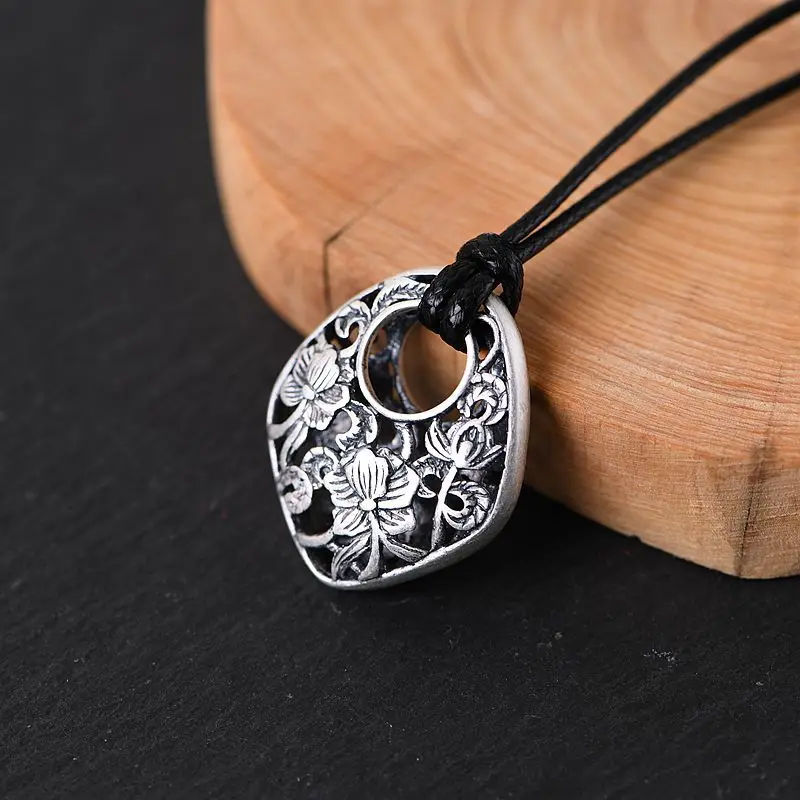 Женский кулон из серебра 990 пробы с полым цветком | Украшения и аксессуары