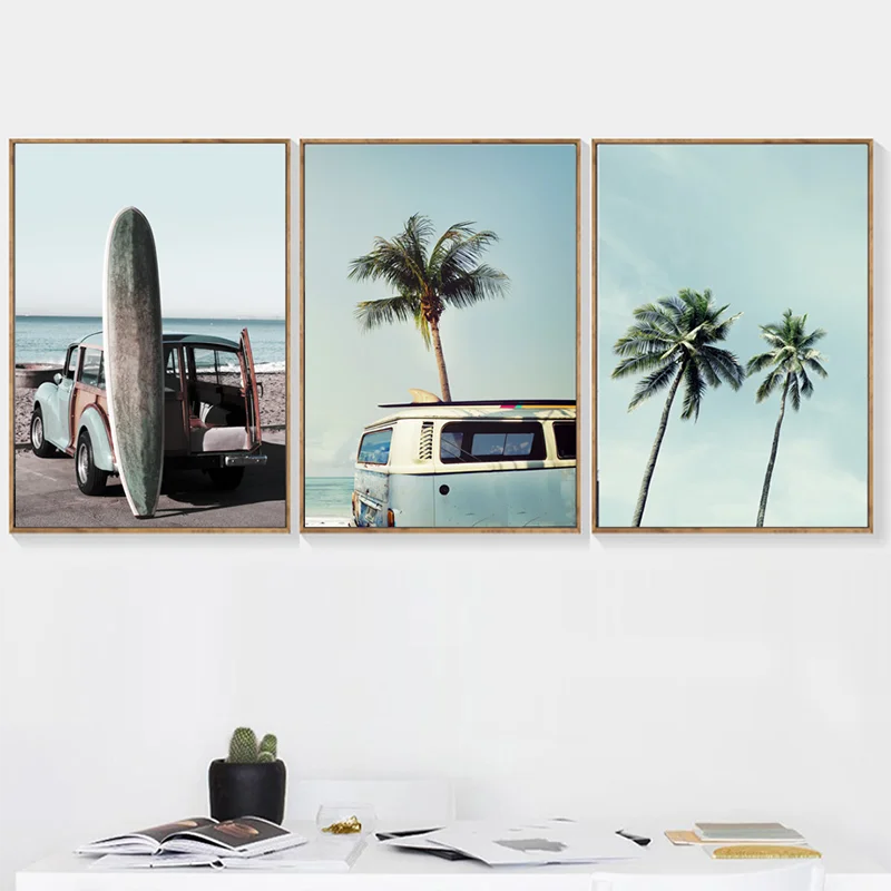 Голубое море небо Пальма пейзаж настенная живопись холст скандинавские постеры