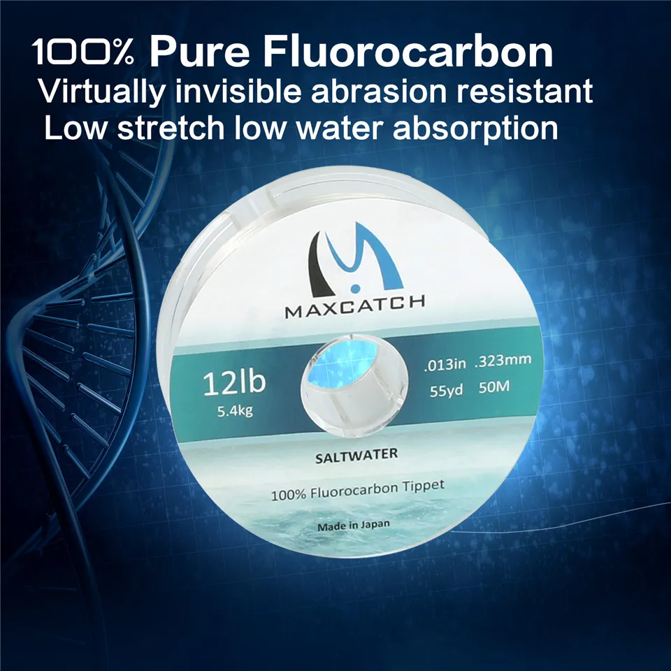 Maximumcatch 50M 12lb/16lb/20lb Tippet Fly Line Clear Color 100% Fluorocarbon Saltwater Fishing | Спорт и развлечения