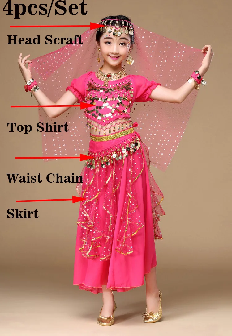 4 шт./1 комплект детский костюм для танца живота | Тематическая одежда и униформа