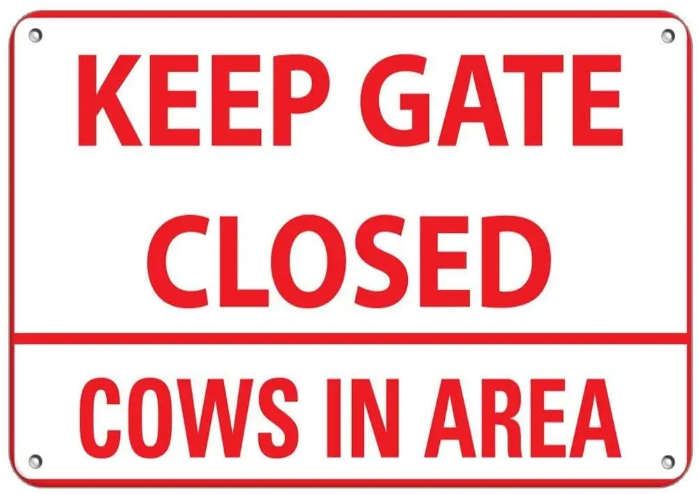 

Keep Closed Cows in Area Red Color Farm Sign rative,Metal Signs Tin Plaque Wall for Garage Man Cave Cafe Patio Home Decoration