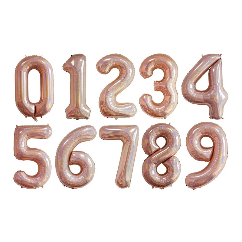 40-дюймовый светодиод лазерный розовое золото Цвет номер Фольга воздушные шары