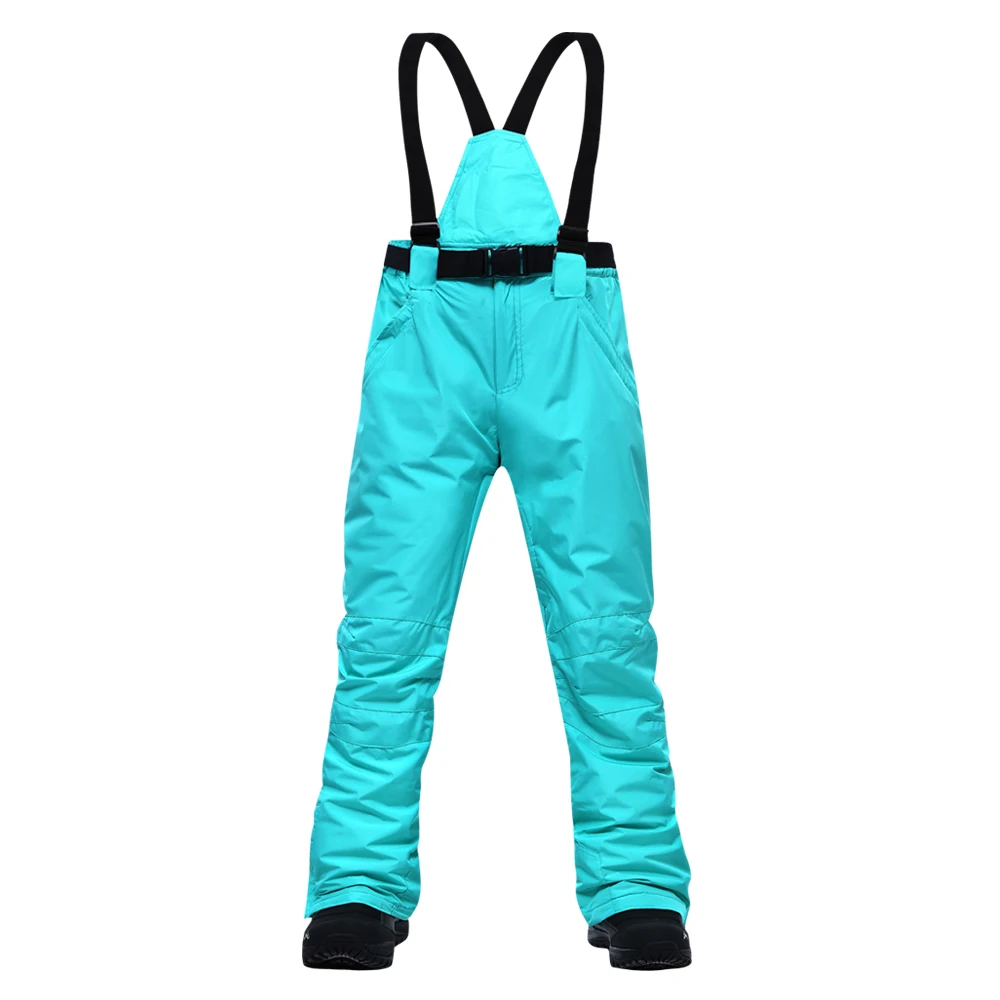 Lake blue Женские лыжные штаны, брендовые, новые, для спорта на открытом воздухе, высокое качество, подтяжки, мужские, ветрозащитные, водонепроницаемые, теплые, зимние, для сноуборда - Цвет: Lake blue