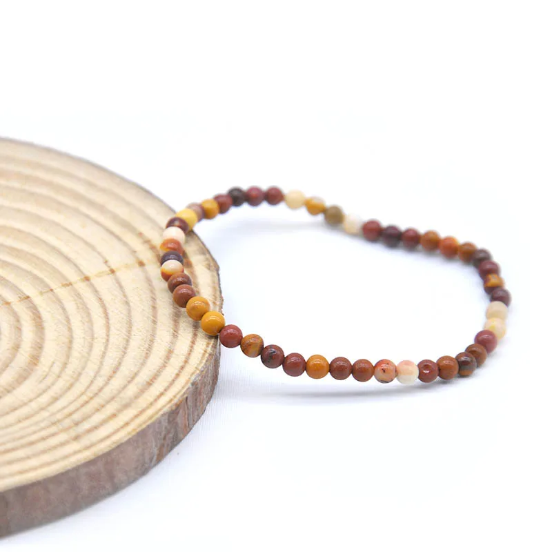 Новые модные ювелирные изделия, женский браслет из натурального мокаита, круглые бусины, эластичный браслет, подарок, браслет из бусин