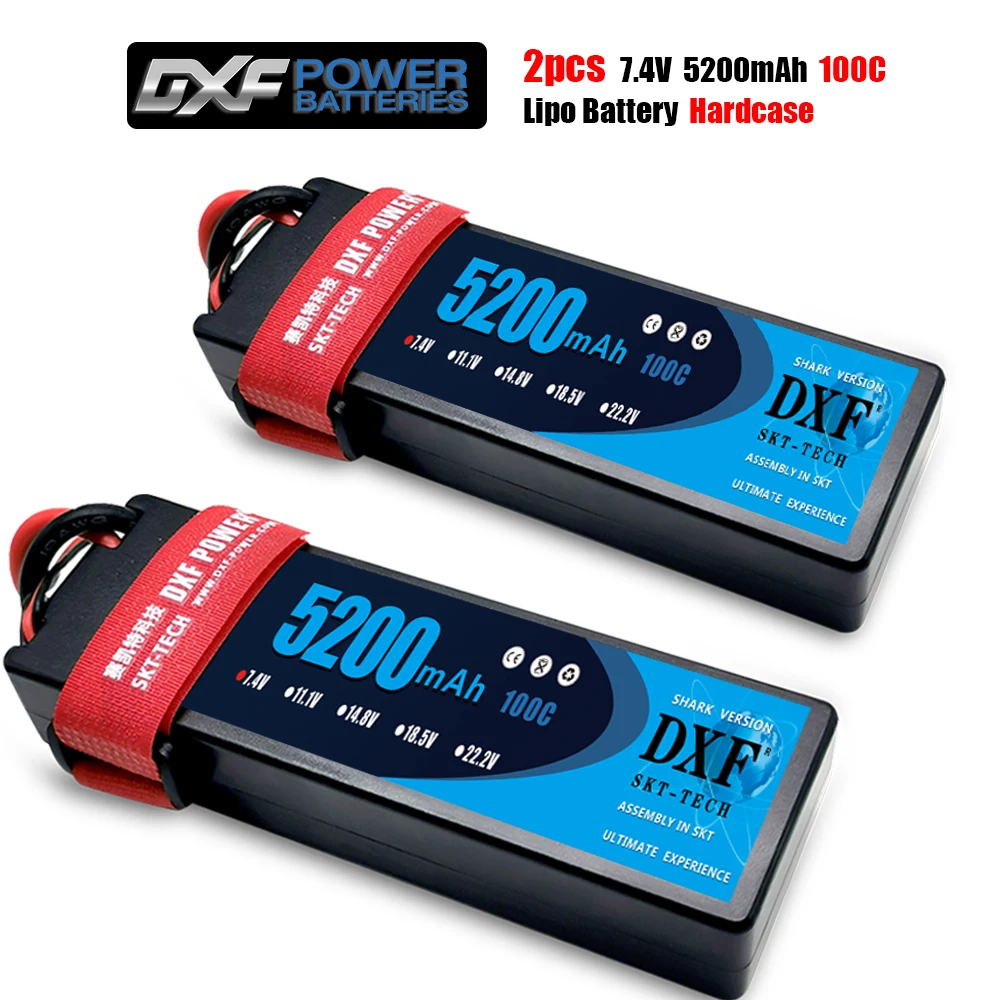 

DXF Battery Lipo 5200mAh 100C 2S 7.4V Lipo Battery Hardcase for RC Car Deans Plug xt60 xt90 For RC Car Truck Boat Helicopter