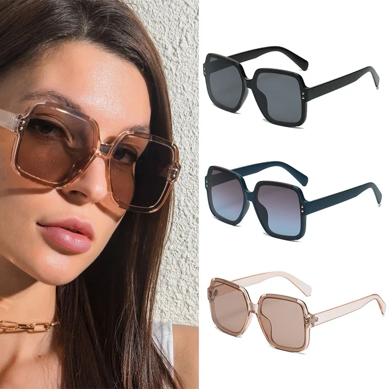 

Men And Women Style Big Frame Square Sunglasses Trend Rice Nail Simple Street Shooting Glasses Gafas De Sol Para Mujer