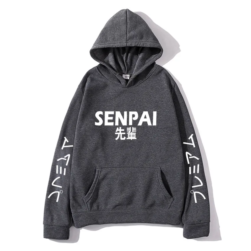 Худи флисовое унисекс с принтом SENPAI модная Толстовка в японском стиле уличная