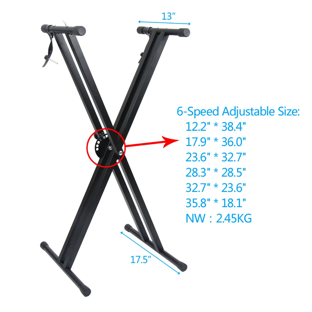 

Glarry Dual-tube Universal Metal Single-X Piano Rack Electronic Piano Stand Keyboard Instrument Stand Holder Parts Accessories