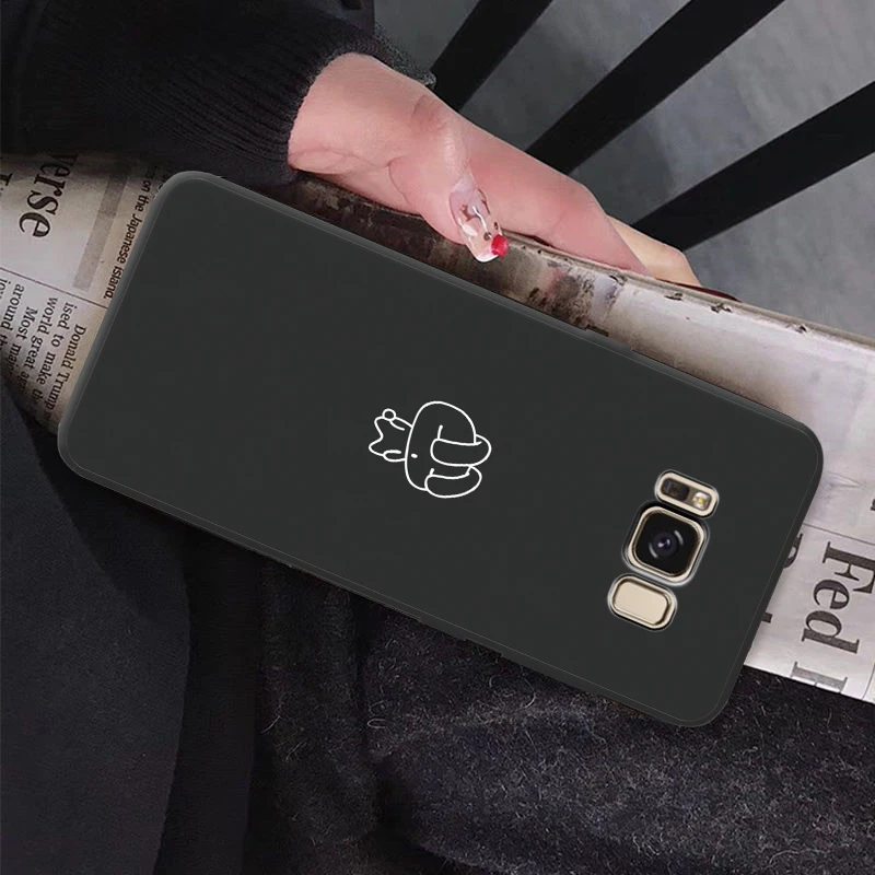 Чехол для Samsung Galaxy S8 Plus чехол S7 Edge милый мультяшный S9 простой черный силиконовый
