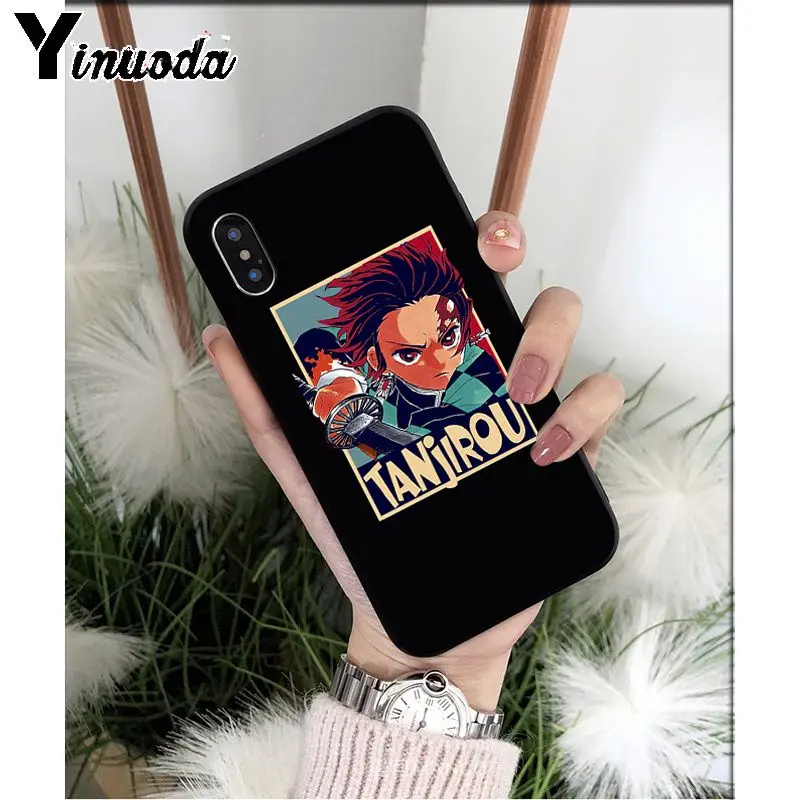 Yinuoda аниме Demon Slayer Kimetsu no Yaiba TPU мягкий черный чехол для телефона Apple iPhone 8 7 6 6S Plus X XS MAX 5 5S SE XR