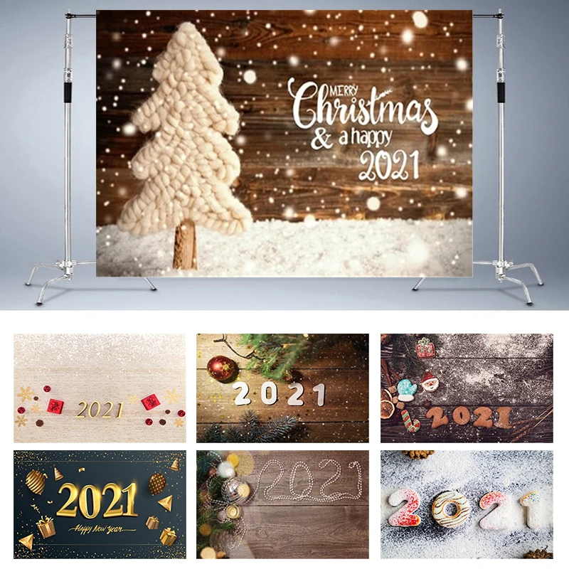 

Nitree Photography Background Photo Studio Backdrop Wood Pine Snow Xmas Christmas 2021 New Year Party Banner Decoration Vinyl