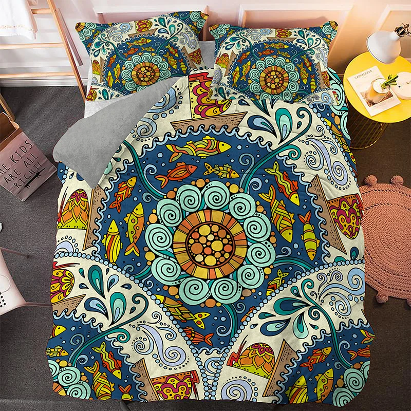 

Одежда с рисунком рыбки 3d постельное белье Стёганое одеяло для ухода за кожей Queen Размеры Постельное белье для взрослых и детей цветной Bedcloth...