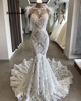 2022 robe de mariee luxurious wedding dresses floor length lace mermaid custom made bridal gowns vestido de novia sirena