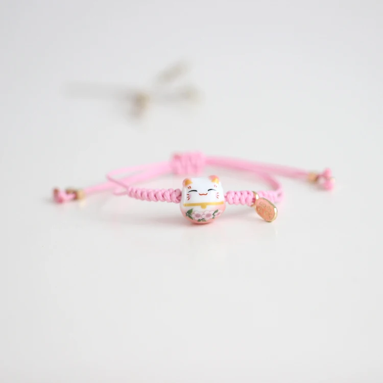 Ручное плетение керамический счастливый кот браслет пара для женщин мама