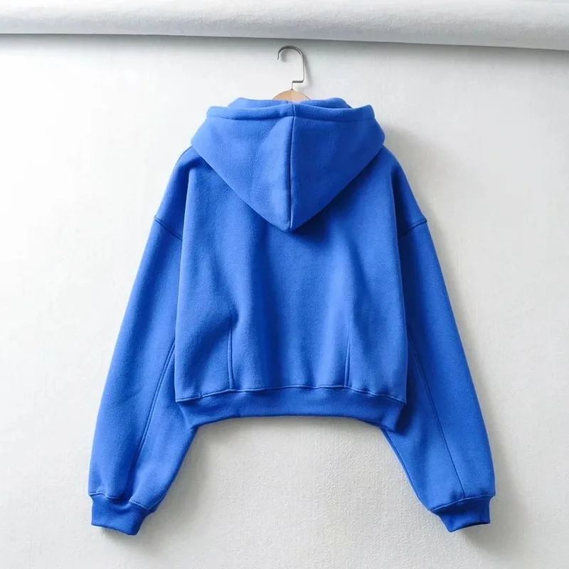 

2021 new Fashion Women Sweatshirt Hoodies Solid Crop Long Sleeve Jumper Pullover Coat Casual Top Women clothing Short hoodie