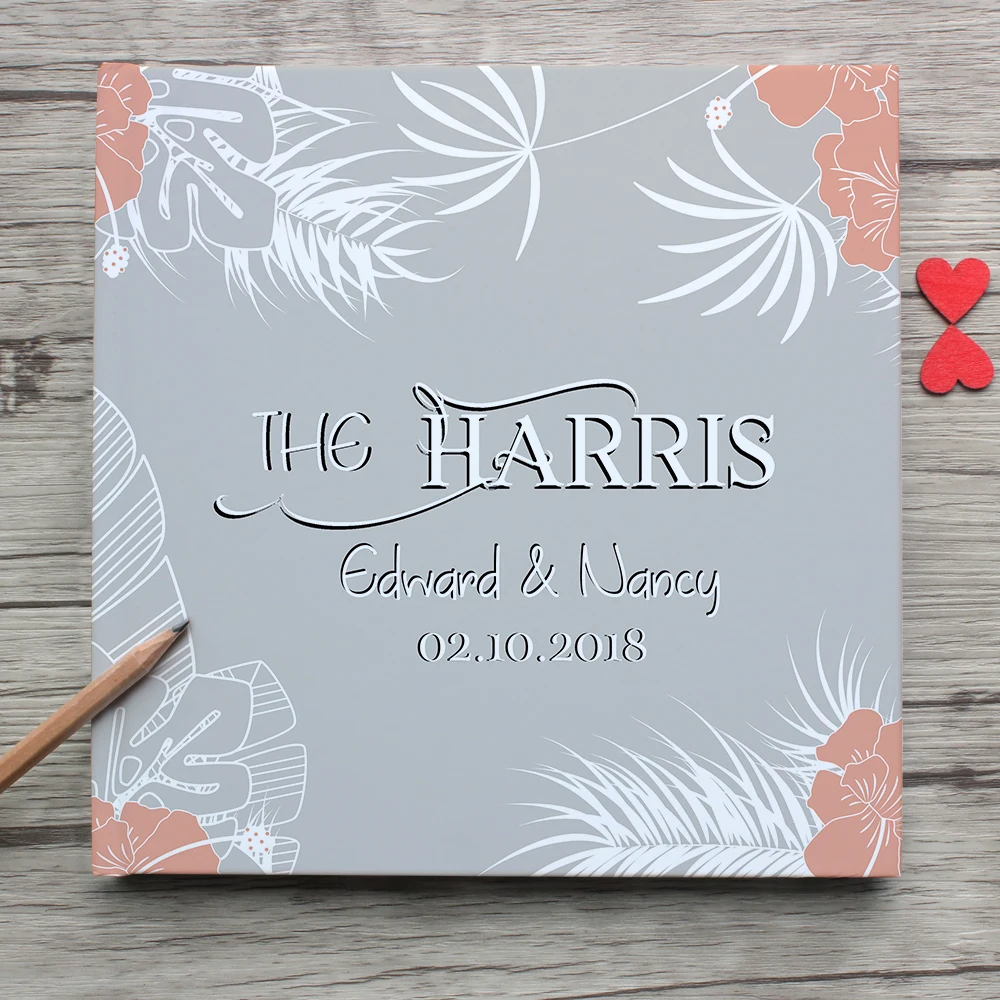 Персонализированный гость книга для свадьбы с розовым цветком детского душа