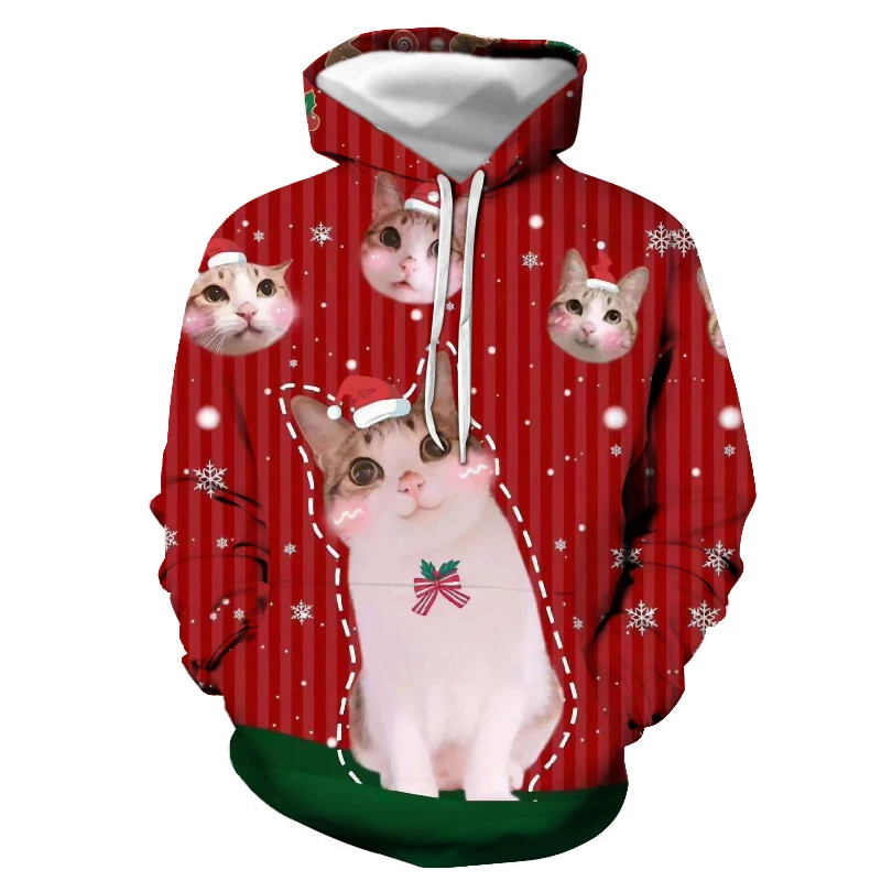 Милый стиль Рождественская Мужская и Женская 3D толстовка осенне-зимняя теплая