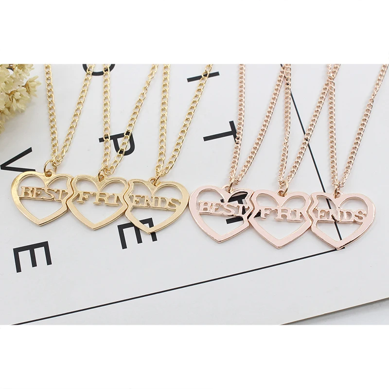 3 шт./компл. Best Friends Forever Цепочки и ожерелья из полотого металла шить Love ожерелье с