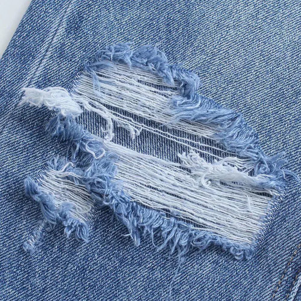 

Za Women 2021 Chic Fashion Ripped Hole Wide Leg Jeans Vintage High Waist Zipper Fly Female Trousers Mujer