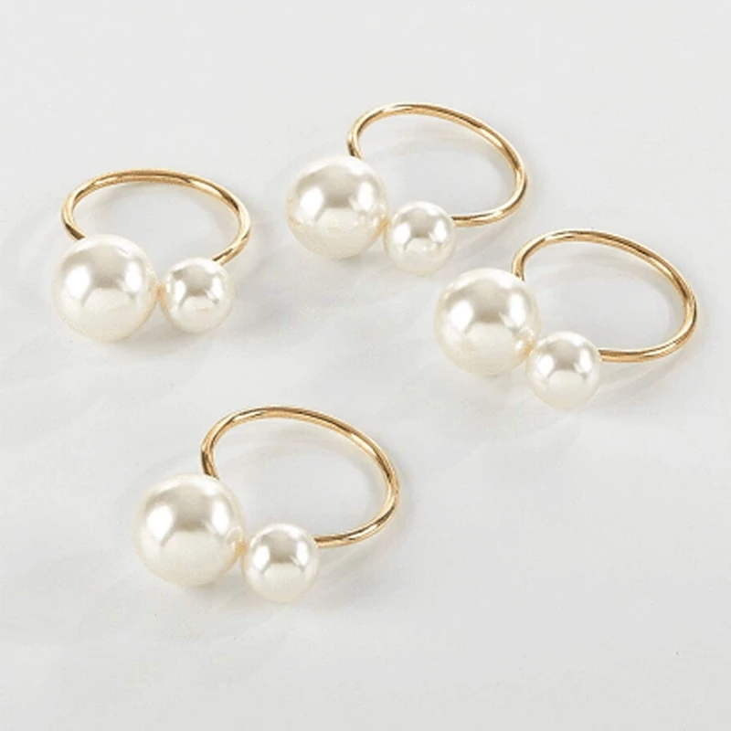 

Pearl Napkin Ring 12Pcs Set,Golden Napkin Holder,Suitable for Easter, Family Gathering, Dinner Party, Wedding Decoration