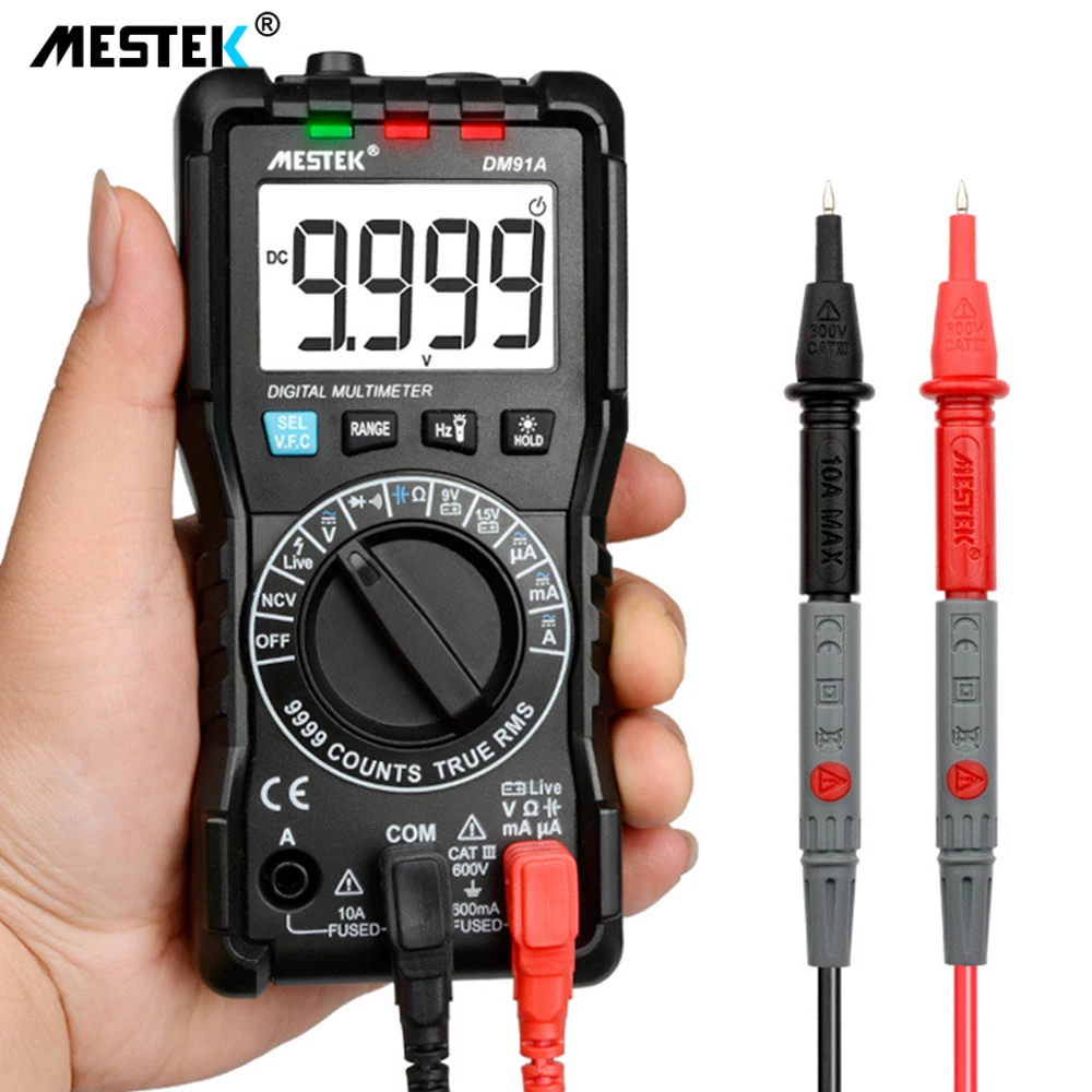 Цифровой мини мультиметр MESTEK DM91/DM91A 9999 отсчетов амперметр