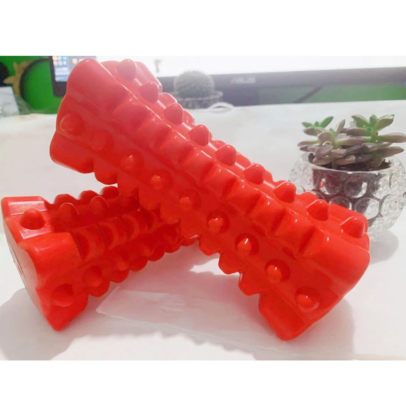 

Dog Squeaky Toy Durable Non-Toxic Natural Rubber Dog Chew Toys for Medium Large Dogs French Bulldog Aggressive Chewer Stick Red