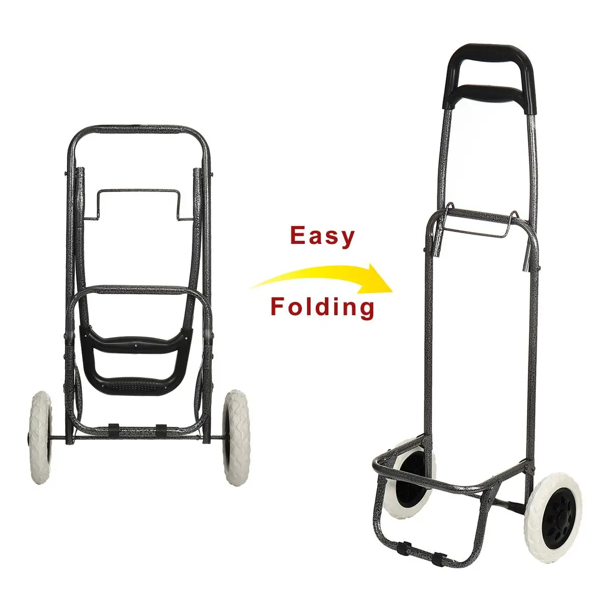 

Foldable Wheeled Shopping Trolley Push Cart Bag Tie rope shopping Basket Large Food Organizer Luggage Cart 56*40*8cm