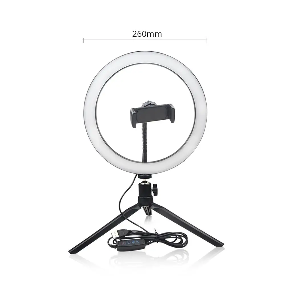 26cm Holder Tripod Косметический зеркальный светильник USB с регулируемой яркостью, селфи-светильник, кольцевой, новинка, светодиодный светильник для фотосъемки, видео, красивый заполняющий светильник - Испускаемый цвет: 26cm Holder Tripod