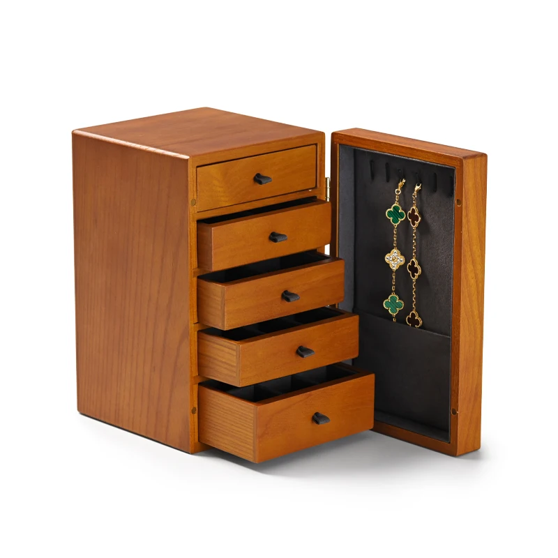 Oirlv Wooden Drawer 5 Layers Ring Earring Bracelet Watch Pendant Necklace Box Jewelry Storage Case Jewelry Organizer