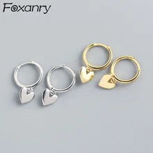 Foxanry Prevent Allergy 925 Stamp Earrings Summer New Trendy Elegant Simple LOVE Heart Design Party Jewelry for Women