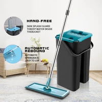 360 rotating hand free flat squeeze mop with bucket washing floor cleaning mop microfiber pads wet dry usage home kitchen tools